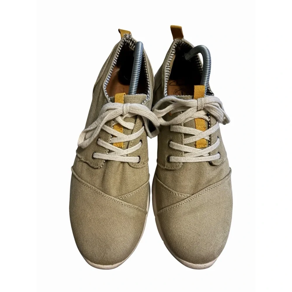 Clarks Men's Size 10 M Khaki Tan Canvas Lightweight Lace Up Casual Shoes